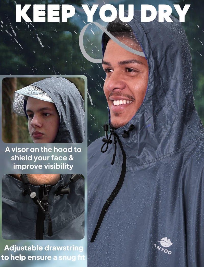ANYOO Waterproof Rain Poncho Bike Bicycle Rain Capes Lightweight Compact Reusable for Adults - Image 4